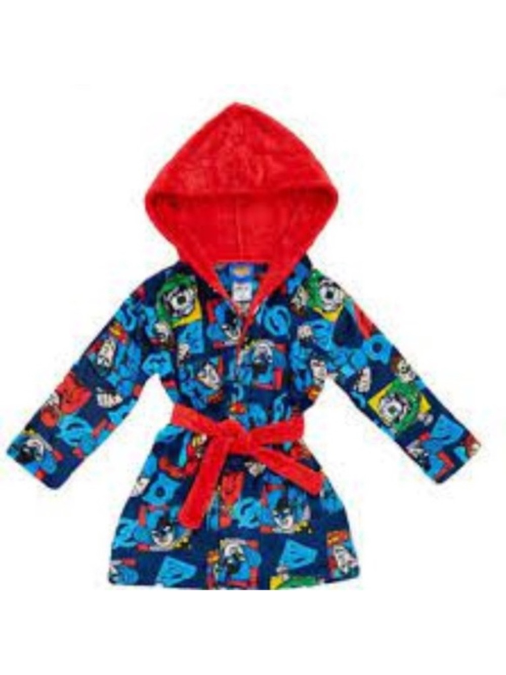Justice League Boys Velvet Fleece Superhero Hooded Robe Superman Batman Size 5